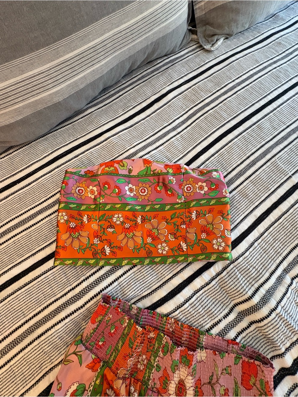 Boho Floral Wide-Leg Pant Set in Orange & Pink - Picture 5 of 6